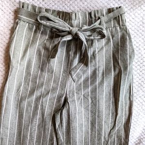 Forever 21 high waisted wide leg pants, green with pinstripes